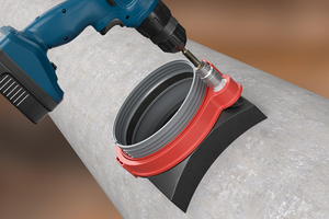  Mit dem Funke VPS Turbo steht eine Lösung zur Verfügung, die für nachträgliche Einbindungen in Kanalrohre mit Nennweiten von DN 300 bis DN 2400 mit unterschiedlichen Wanddicken ausgelegt ist. Die Montage erfolgt mit einem Akku-Bohrschrauber. 