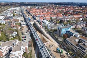  Luftaufnahme der Bauarbeiten am Südschnellweg 
