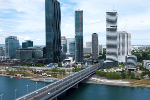  Der DC2 in der Wiener Donau City: 174 Meter, 314 Wohnungen 