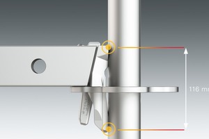  Der weite Druckabstand von 116 mm führt zu einer hohen Biegesteifigkeit im Anschlussbereich und damit zu einer hervorragenden Systemtragfähigkeit. 