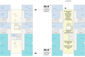  Im Zentrum der Wohneinheiten stehen Gemeinschaftsräume zur Verfügung, die individuell genutzt werden können. 