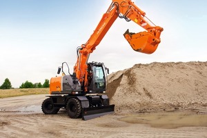  Neu im Programm von Kiesel Baumaschinen ist der Hitachi ZX145W-3, exsin 15,8 bis 16,5 t schwerer Kurzheck-Mobilbagger für bis zu 5,29 m Grabtiefe und 8,96 m Reichweite 