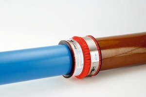  Mit der Funke VPC-Rohrkupplung lassen sich Rohre der gleichen Nennweite aus unterschiedlichen Werkstoffen optimal und sicher miteinander verbinden – und das trotz der bauartbedingten unterschiedlichen Außendurchmesser 