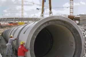  Hauptkühlwasserleitung RWE Kraftwerk Hamm, K-GM DN 3000 mm Baulänge 5200 mm Gewicht 56 t / Rohr Prüfdruck 6,5 bar; Beton mit SULFADUR 