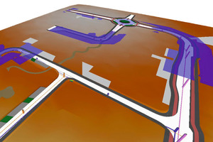  CARD/1 3D-Projektansicht: Wasserspiegeldarstellung mit potenziellen Überflutungen 
