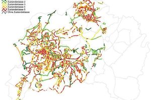  Bild 10: Darstellung der Zustandsklassen zum Beurteilungszeitpunkt für Haltungen eines Entwässerungsnetzes [11] 