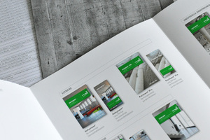  Die neue Drucksachenübersicht von Heidelberger Beton zeigt auf einen Blick alle vorhandenen Produktprospekte, Flyer oder Leitfäden im neuen Corporate Design
Bildquelle: HeidelbergCement/Fuchs 