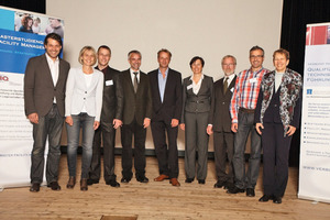  Referenten und Organisatoren (Referenten und Organisatoren des Tages: (v.l.n.r.) Dr. Robert Thoma, Sabine Scholl, Stephan Reder, Burkard Hagspiel, Jörg Brunecker, Claudia Scharnagl, Prof. Werner Krick, Martin Güth, Dr. Ursula Baumeister) 