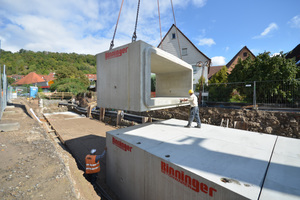  Dank der Fertigteillösung  konnte die neue Bachverdohlung deutlich schneller realisiert werden als in Ortbetonbauweise.  