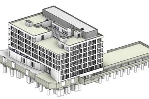  BIM-Modell des Rathaus Leonbergs (Isometrie von außen) 
