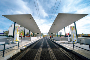  Dank des verwendeten Liapor-Leichtbetons konnten die Dächer der neuen Tram-Haltestelle besonders dünn und filigran  ausgeführt werden.  