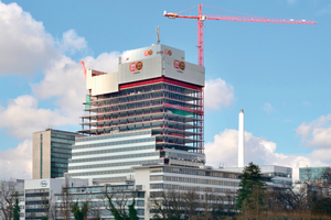  Der Turm “Bau 1” wird der neue Haupteingang zur Roche-Zentrale in Basel mit Platz für 2000 Arbeitsplätze. 