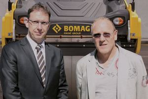  Robert Laux, Geschäftsleiter Technik und Entwicklung bei Bomag, und Designer Roland Loew zeichnen für die durchdachte und ausgezeichnete Konstruktion der Tandemwalze BW 141 AD verantwortlich.  