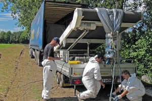  Der Zugkopf des rekordverdächtigen Glasfaserliners vor dem EinzugFoto: Swietelsky-Faber GmbH 