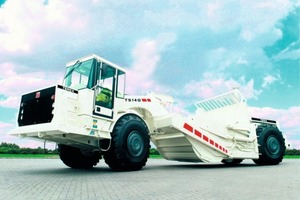  Terex zählt zu den wenigen Herstellern selbstfahrender Scraper, hier der Doppelmotorenscraper TS14G mit 15 m³ Kübelinhalt (gehäuft) und 263 kW (352 PS) GesamtleistungFoto: Terex 