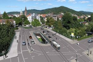 Die künftige Kronenbrücke integriert die Stadtbahnlinie und hat eine übersichtlichere Verkehrsführung. 