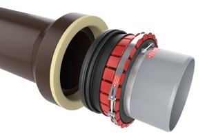  Mit dem BSM-Adapter lassen sich sohlengleiche Übergänge von Rohren auf Schächte sowie auf Rohrmuffen aus klassischen biegesteifen Werkstoffen wie zum Beispiel Steinzeug und Beton schaffen. 