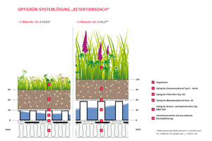  Gründachlösungen mit geringem definierten Spitzen-Abfluss: Retentionsdach Typ Mäander 30 und 60. 