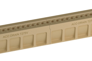  Neue, aus Polymerbeton hergestellte ACO Drain Monoblock Bordschlitzrinne T 275 V für den Einsatz im Tunnelbau 