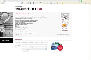  Einkaufsführer Bau 2010 - als aktuelle Online-Datenbank im Netz verfügbarAbbildung: Bauverlag BV GmbH 