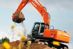  Der Zaxis ZX210LC-3 von Hitachi mit 21,3 t Betriebsgewicht und 122 kW Leistung bietet Löffelvolumen von 0,43 bis 1,53 m³ 