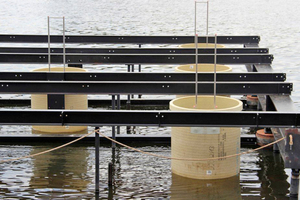  Die Plattform – hier die Montage – soll im Osthafen als Garten und Solarbootsverleih genutzt werden 