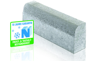  F.C. Nüdling gibt 10 Jahre Garantie auf die Frost- und Tausalz-Beständigkeit der Basadur-Bordsteine. 