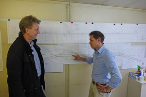 Sind zuversichtlich, dass die Bauarbeiten fristgerecht abgeschlossen werden können: Gebietsleiter Thomas Wede (li.) und Bauleiter Michael Rolf.  