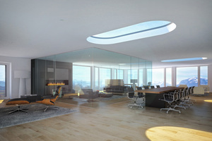  Die 16 m frei gespannte Decke ermöglicht eine flexible Nutzung der Büroflächen, die gehobenen Ansprüchen gerecht werden. 