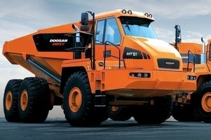  Weltweit größter Knicklenker ist der zur bauma 2007 vorgestellte Moxy MT51 mit 46 t Nutzlast; der Prototyp befindet sich in Erprobung und ist noch nicht als Serienmodell erhältlichFoto: Doosan Moxy 