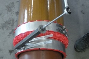  Die VPC-Rohrkupplung ist nun auch für Spannbereiche von 385 mm bis 690 mm erhältlich. Der für die einfachere Montage entwickelte Tangentialspanner kann bei Funke bestellt werden 