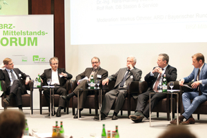  Die Teilnehmer der Podiumsdiskussion v.l.n.r: Tobias Augsten, Andreas Epple, Jürgen Faupel, Dr.-Ing. Hans-Hartwig Loewenstein, Rolf Reh, Markus Othmer 