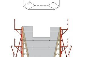  5 Die Zeichnung zeigt die Lösung für die Pfeilerköpfe. Auf dem Klettersystem KLK 230 stehen senkrecht die Mammut-Roste Abbildungen: Meva 