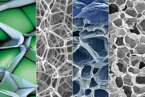  Die Vielfalt der BASF-Dämmprodukte zeigt sich an den präsentierten Schaumstoffen Styrodur C, Basotect, Neopor und Polyurethan-Hartschäumen (v.l.n.r.) 