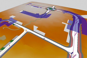  Wasserspiegeldarstellung in der CARD/1 3D-Projektansicht mit potenziellen Überflutungen im Ernstfall 