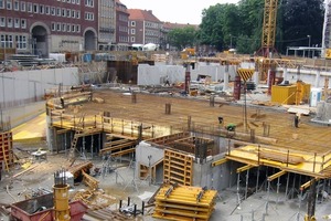  Die Cemex Beton-Bauteile GmbH lieferte 4.200 m² Doppelwände, 275 m² Thermowände und 350 m² Massivwände, überwiegend eingebaut im 1. und 2. UG 